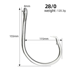 2PCS 39960 Stainless Steel Big Game Shark Tuna Fishing Hooks Saltwater Size 28/0