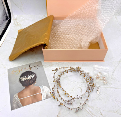Twigs & Honey Extra Long Bridal Crystal Hair Vine & Pear Drop Earrings Combo
