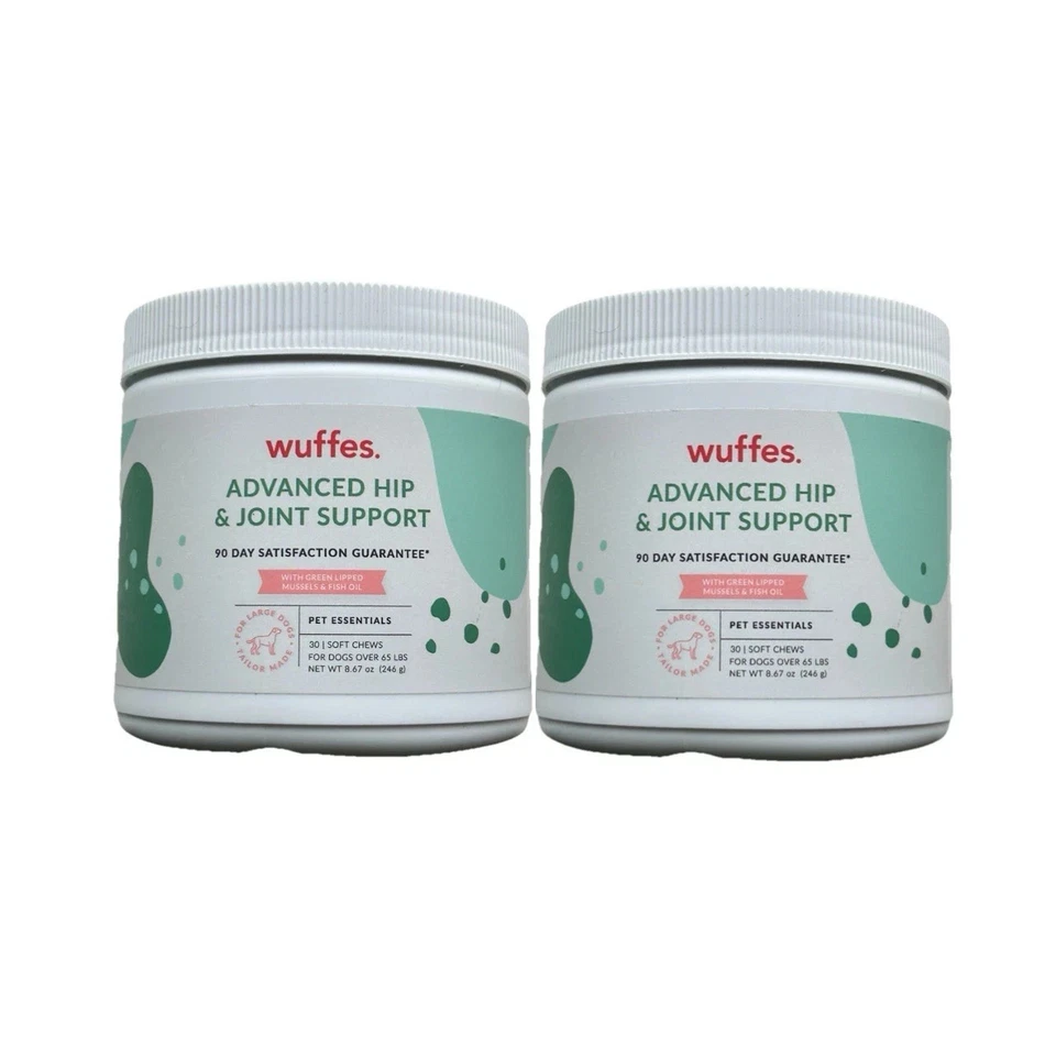 2 Pack 30 x 2 Dog Chews of Wuffes Advanced Hip & Joint Support Dogs over 65 lbs