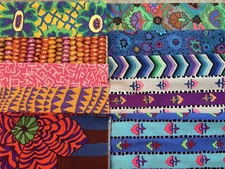 Kaffe Fassett cotton fabric Lot of 10 scraps 9" x 22", Variety