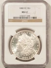 1880-CC MORGAN DOLLAR, NGC MS-62, LUSTROUS & FROSTY-WHITE!