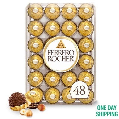 Ferrero Rocher Milk Chocolate Hazelnut Wafers 21.2oz 48 Pieces Gift Box