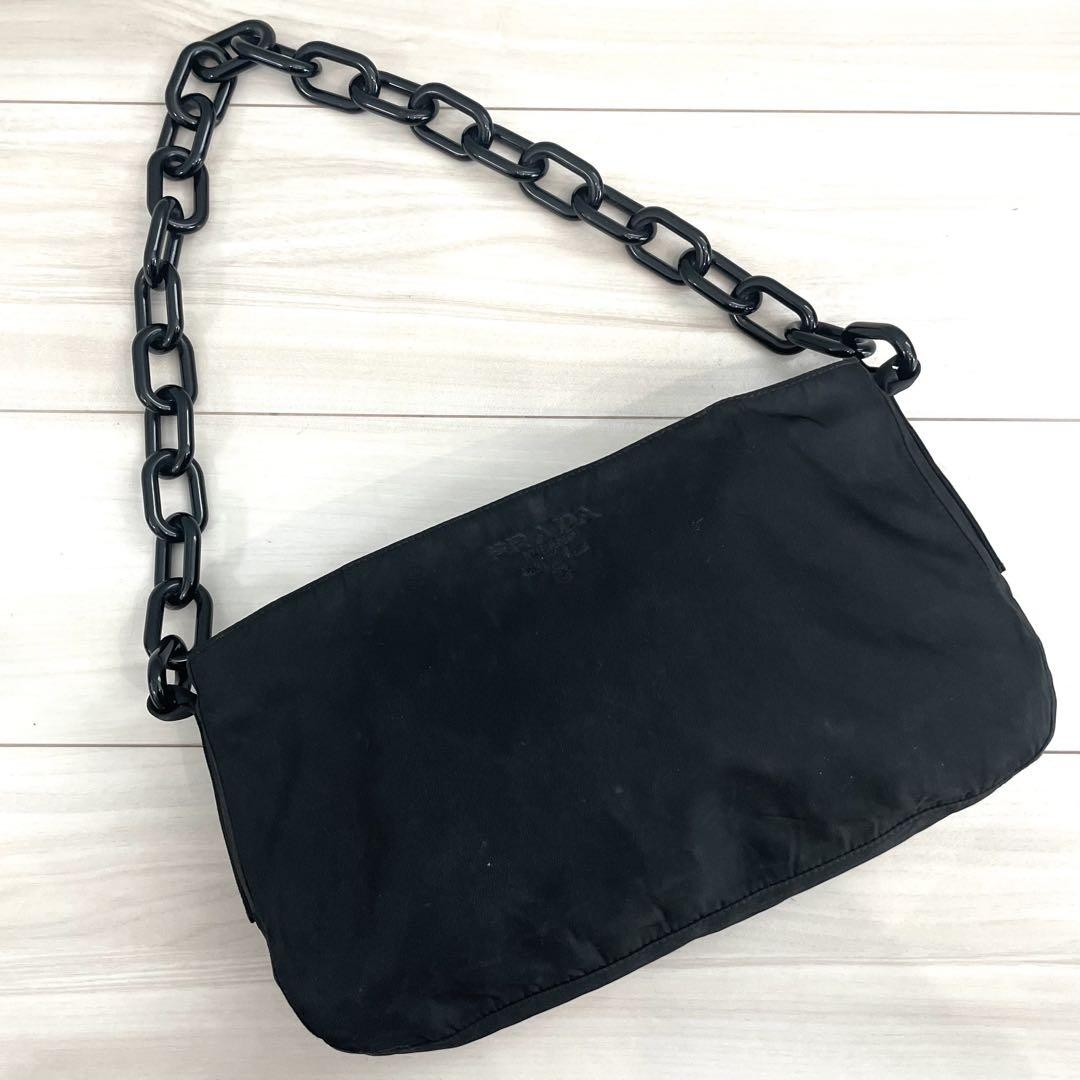PRADA Shoulder Bag Purse Nylon Black Authentic