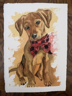Original watercolor painting Lab or Labrador Mix Puppy Dog Made to order pet art