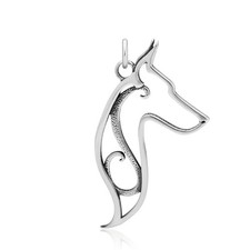 Doberman Pinscher Pendant for a Necklace- Dazzling Paws Sterling Silver Jewelry