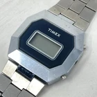 Vintage Timex Mens Watch FOR PARTS REPAIR Digital 36mm Silver Tone Octagon