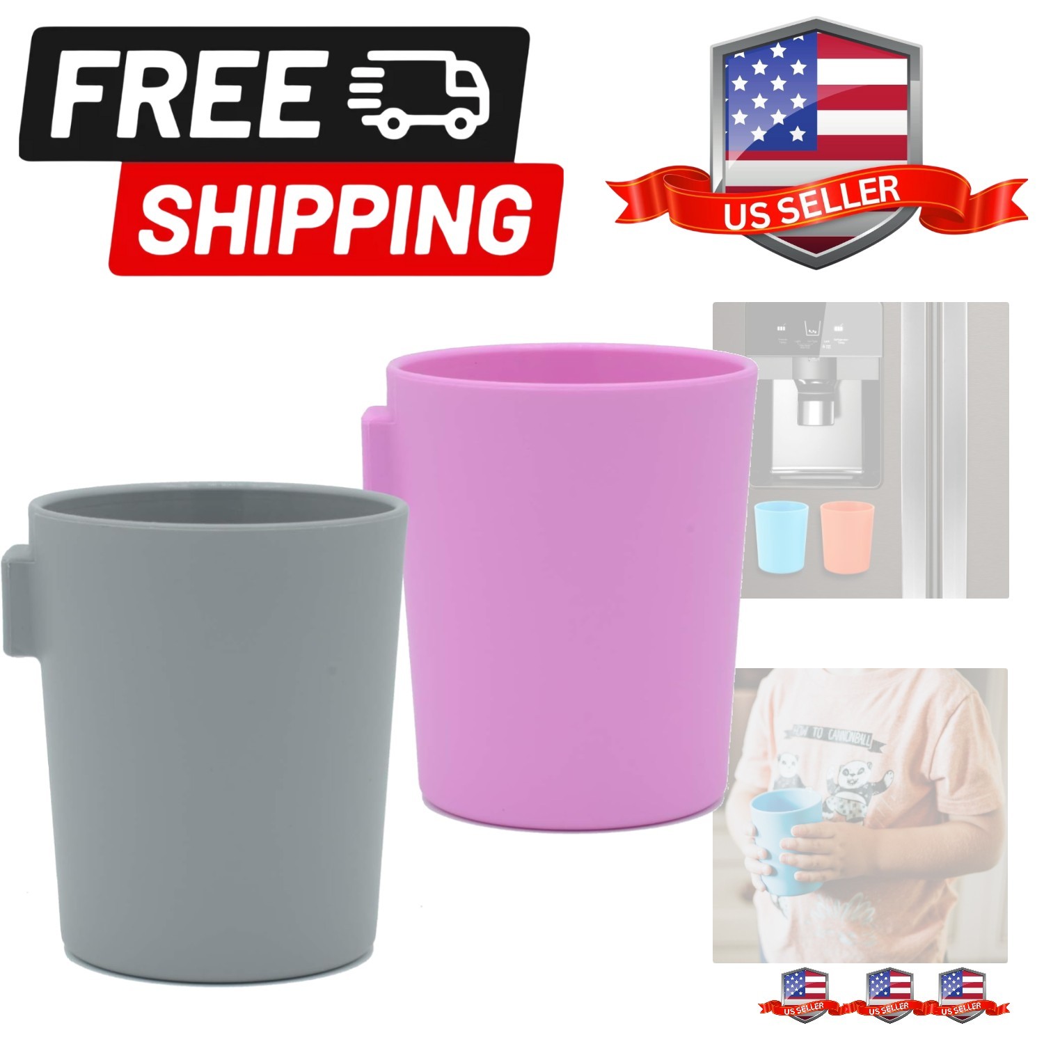 EZCUP Magnetic Fridge Cups For Kids -  Made Open Top Toddler