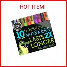 Crafty Croc Liquid Chalk Markers, 10 Pack of Neon Chalk Pens, For Nonporous Chal