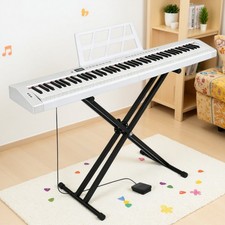 88-Key Full Size Semi-Weighted Digital Piano Set - X-Stand Sustain Pedal White
