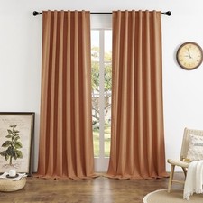 Beige Linen Curtains 96 Inches Long for Living 50"W x 96"L Pack of 2 Rust