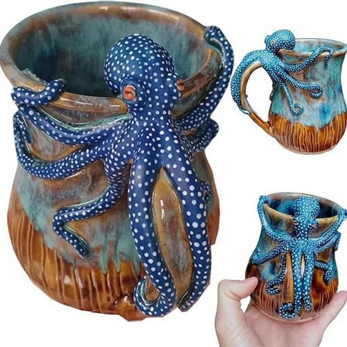 Taza de café hecha a mano de resina de pulpo 3D - Mango de tentáculo esculpido único - Imagen 15 de 20