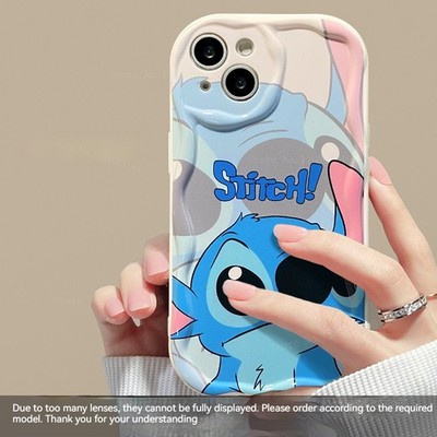 Schöne cremefarbene Handyhülle für iPhone Samsung süß Cartoon Stich Cover Frauen Mädchen
