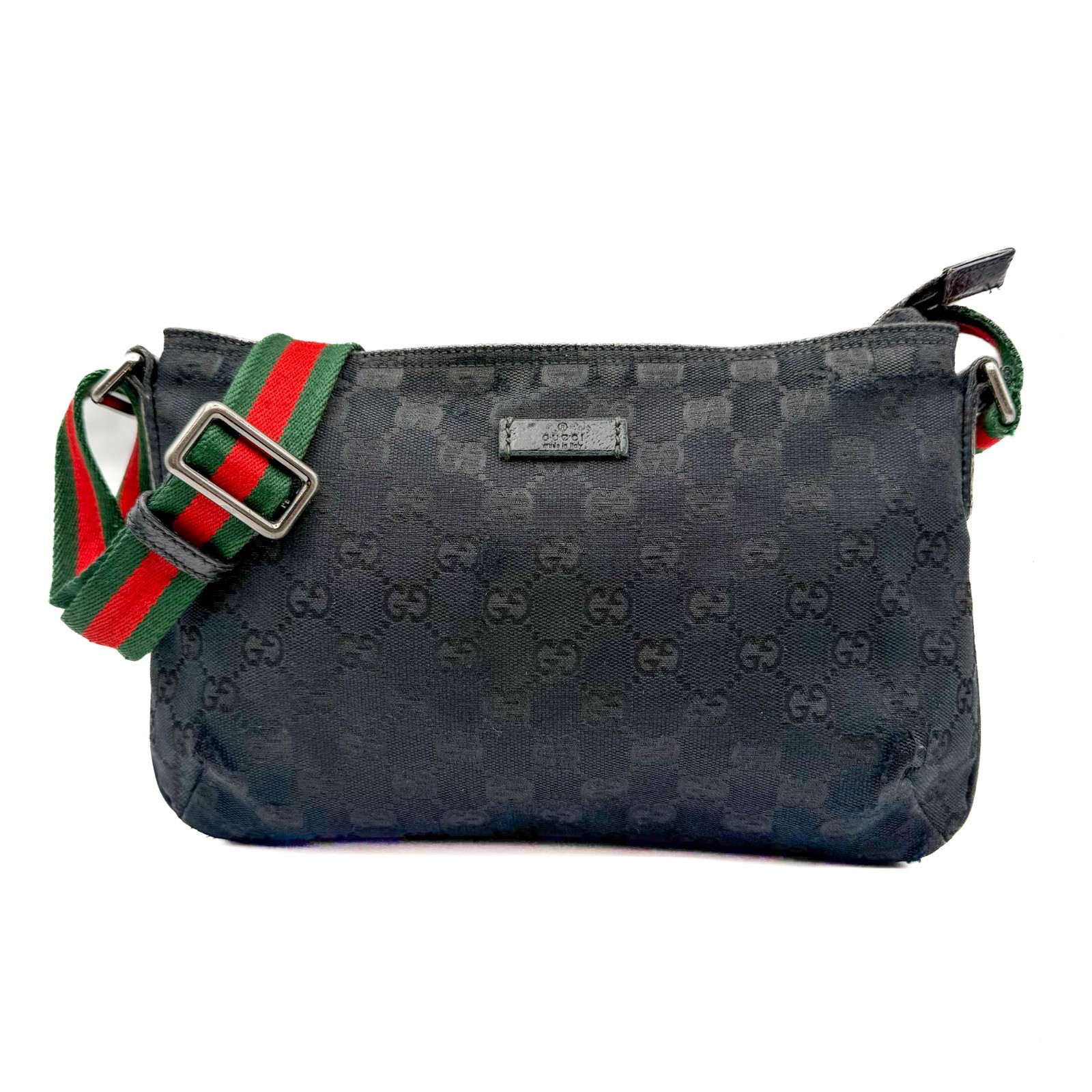 Borsa a tracolla Gucci Sherry Line GG tela pelle 189749 nera originale