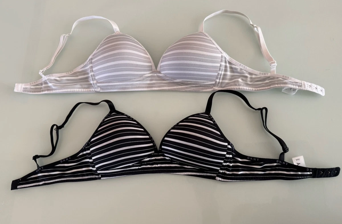 DKNY Dkny Women's Cozy Boyfriend Wirefree Pushup Bra Push-up Bra, Black/White, S