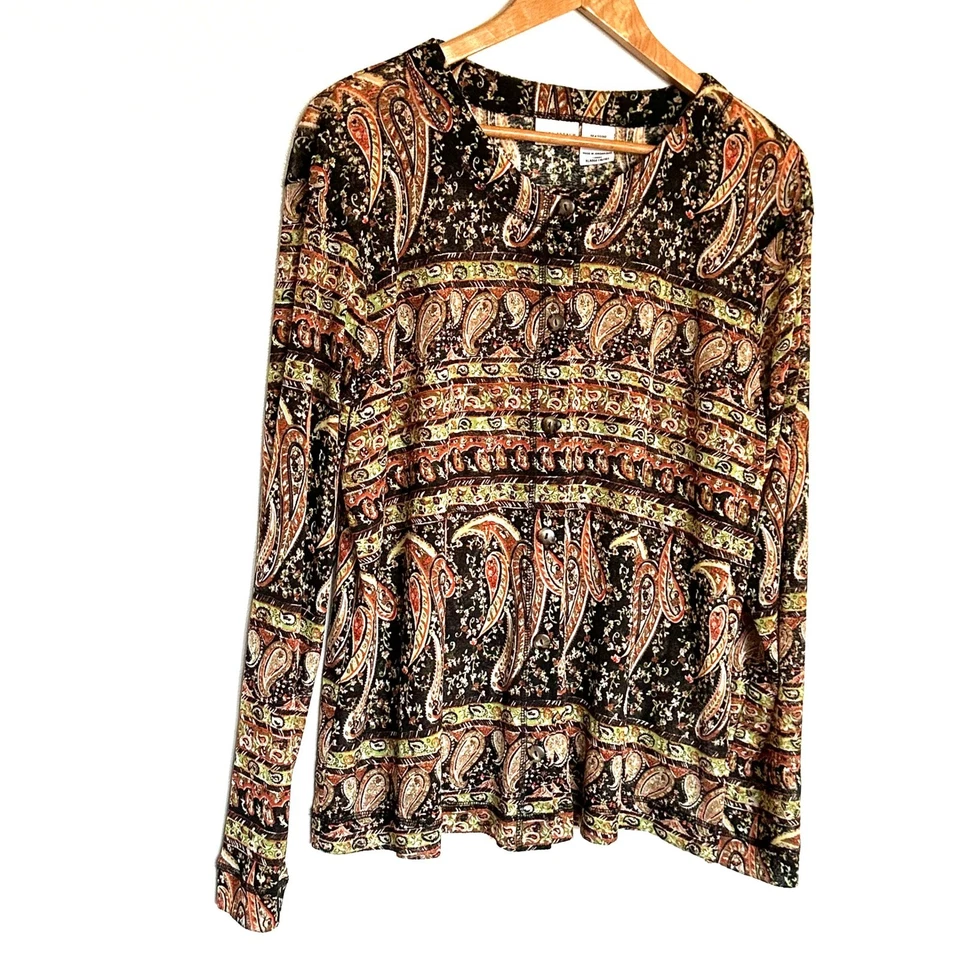 Blusa Top Camisa Ciervo Blanca Para Mujer XL Cachemira Boho Abotonada Transparente Manga Larga Foto 2 de 4