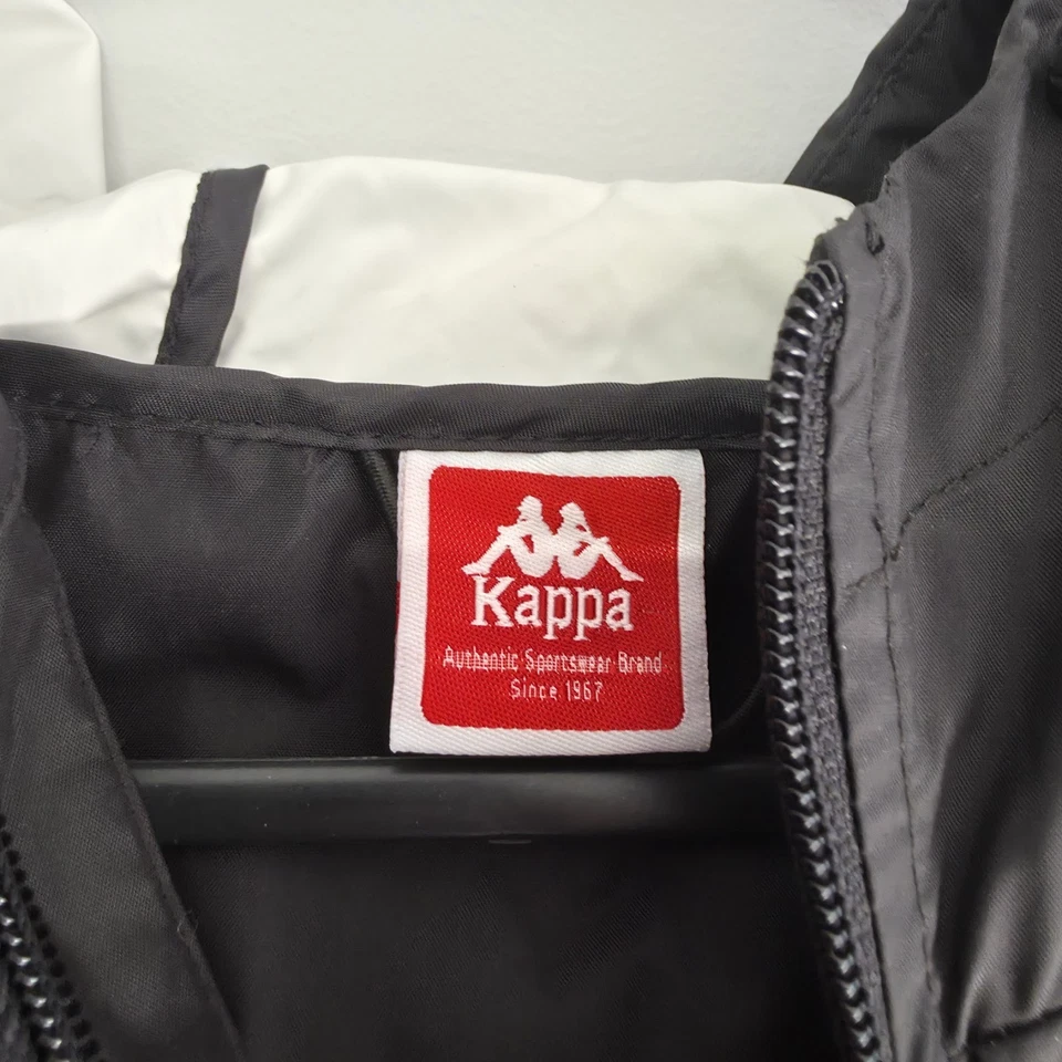 Kappa Men’s Hooded Windbreaker Jacket – Black / White – Size L – Authentic - Image 2 of 4