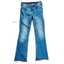 True Religion Jeans Becca Mid Rise Bootcut 32 Women  s Blue Flap Pocket Denim