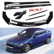 For Jaguar Front Bumper Lip Splitter Spoiler Glossy Black Side Skirt Body Kits