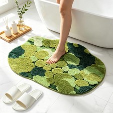 20x32 Inch Forest Green Moss Bath Mat Stone Design Soft Plush Microfiber