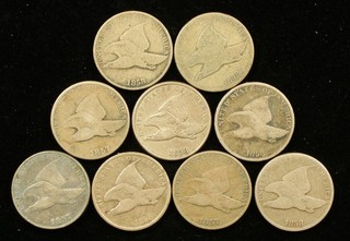 1857 1858 Flying Eagle Cent 9 Piece Lot AG G Raw Copper Nickel (#SLC00514)