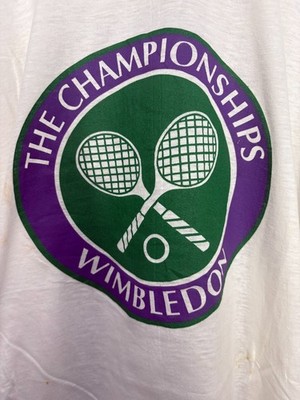 The Championships Wimbledon T-Shirt Mens White Crew Neck XL Vintage Beach Club