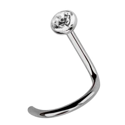 Titan Nasenpiercing Schmuck Nose Stud Stecker in 1mm Spirale und 2,5mm Kristall