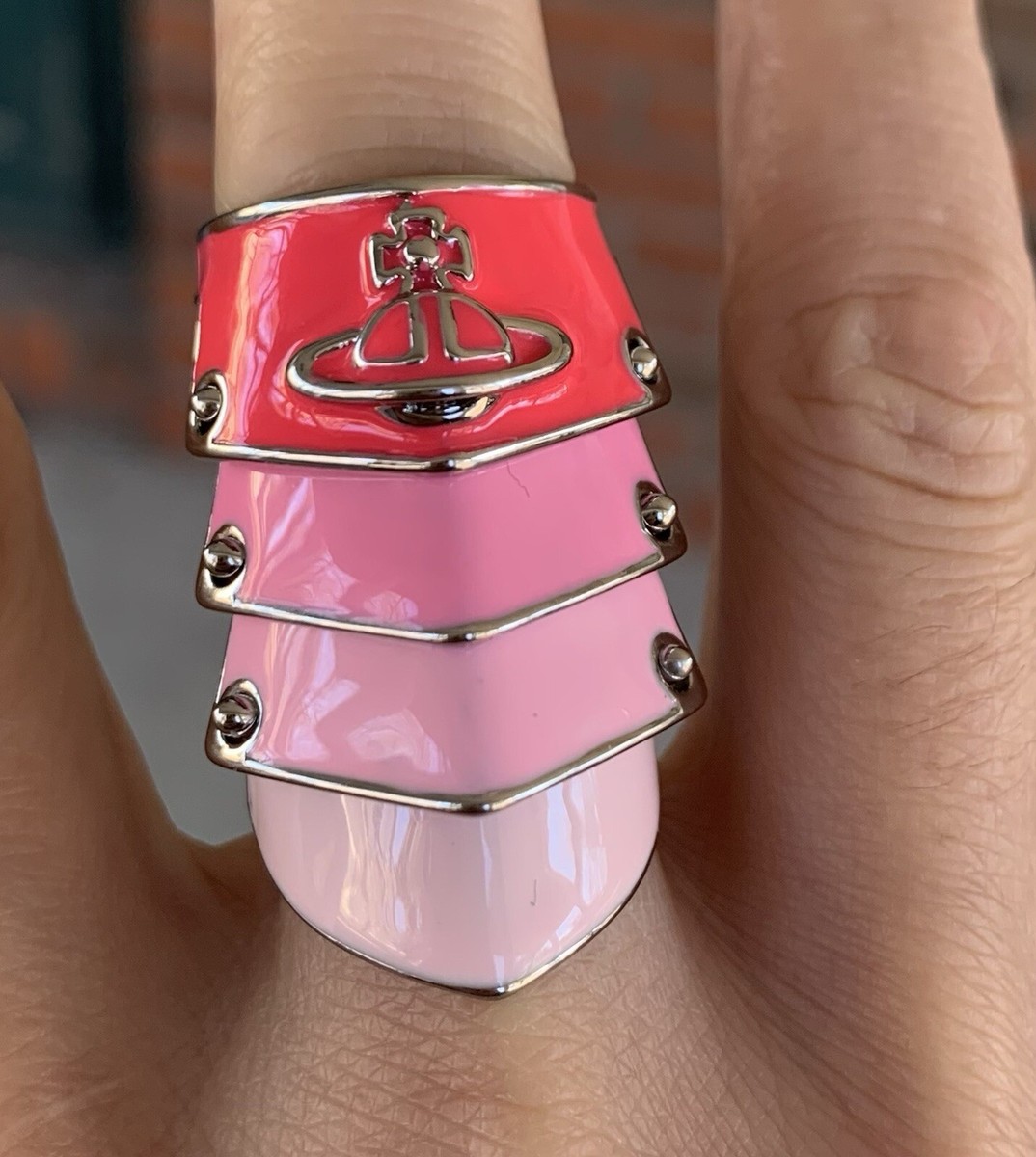 Vivienne Westwood アルテミスアーマーリング ピンク Vivienne Westwood ARTEMIS Armor Ring Pink Silver Size 7.5