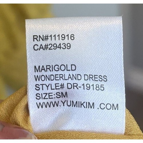 Yumi Kim Mini Dress S Golden Yellow Sheer Puff Sleeve Faux Wrap Wedding Guest - Picture 11 of 11