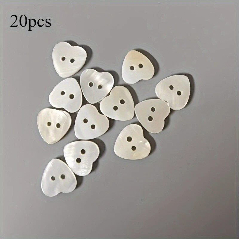 20pcs DIY Natural Shell 2-hole Flat Button Heart Garment Sewing Craft Accessory - Image 2 of 4