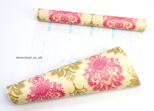 10M PINK DAMASK PINK STICKY BACK PLASTIC WALLPAPER PLASTIC FABLON VICTORIAN UK - Picture 7 of 11