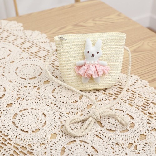 Cartoon Bunny Kid Messenger Bags Handmade Woven Storage Basket - Picture 6 of 11