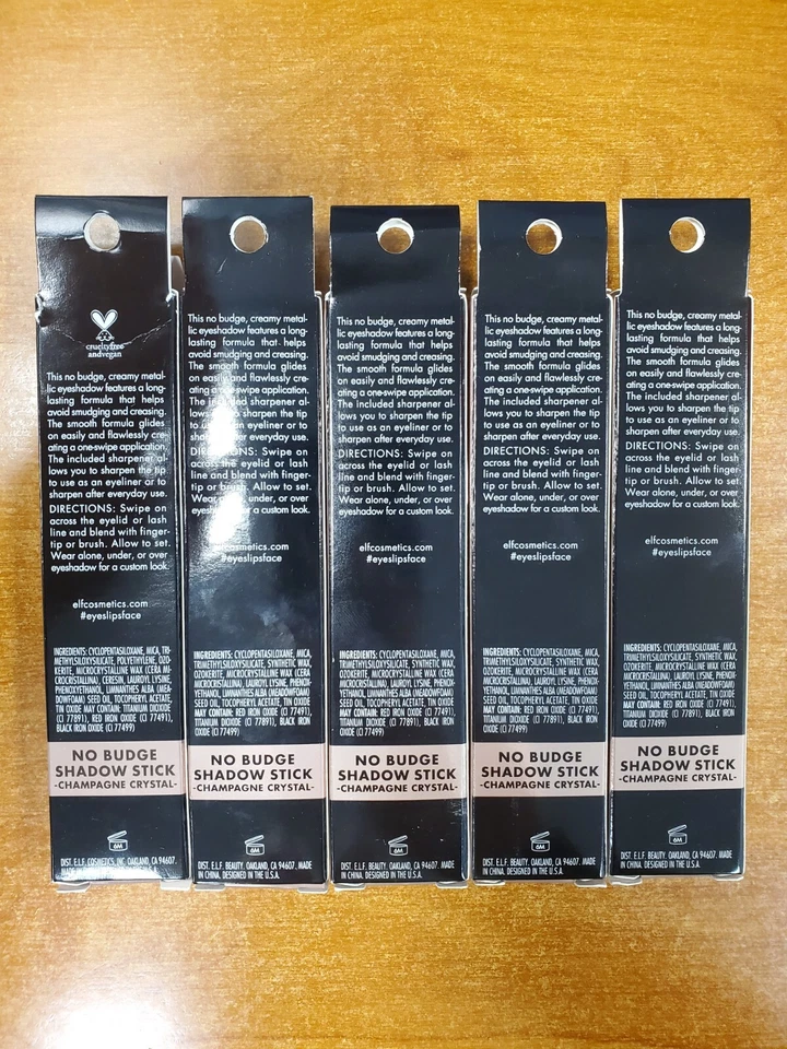 5 Pack: e.l.f. Cosmetics No Budge Metallic Shadow Stick *Champagne Crystal* -W4D - Image 3 of 4