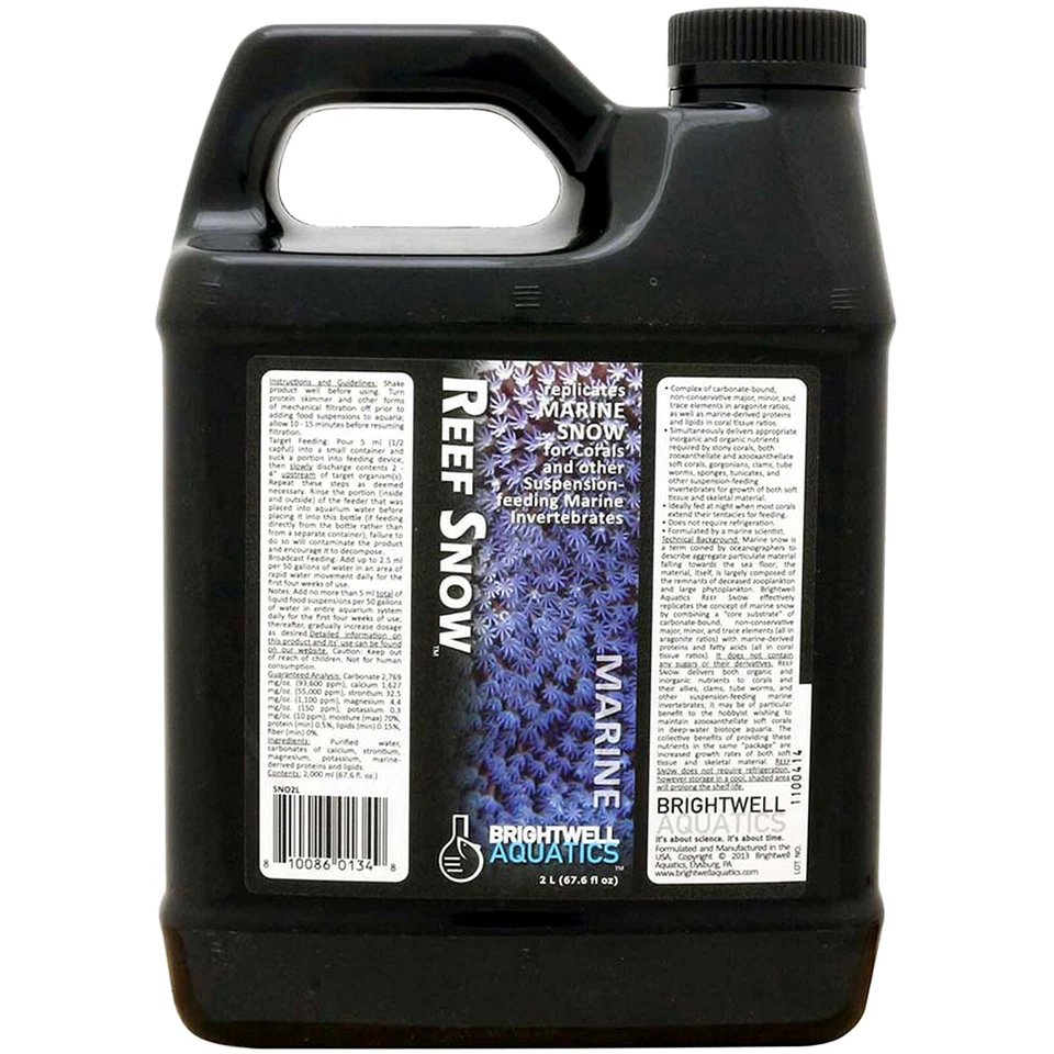 Brightwell Aquatics Reef Snow 2 Liter Liquid Marine Snow Coral Invertebrate Food