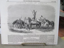 Vintage Print,PAWNEES LOOKING FOR ENEMIES,Illustrated London,1858,Indians