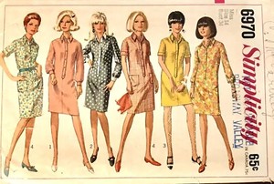 Vintage Simplicity Pattern #6970 One Piece Shirt Dress 1967 Size 14 B34
