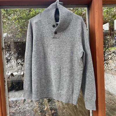 Jcrew Lambswool shawl-collar pullover sweater G9432 M Gray