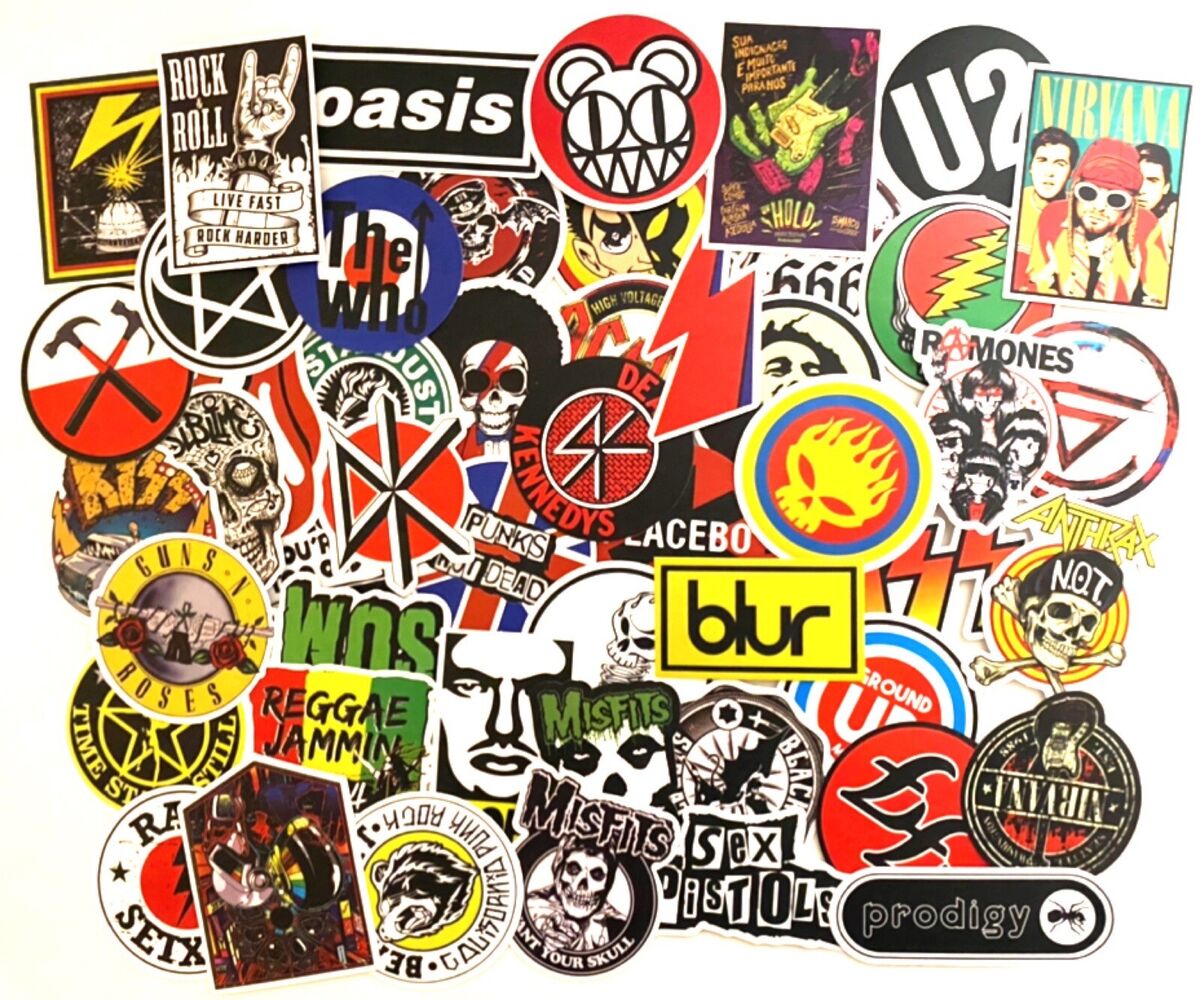 100 Rock Stickers Metal Punk Bands Guitar Amp Music Decal Stickerbomb  Skateboard