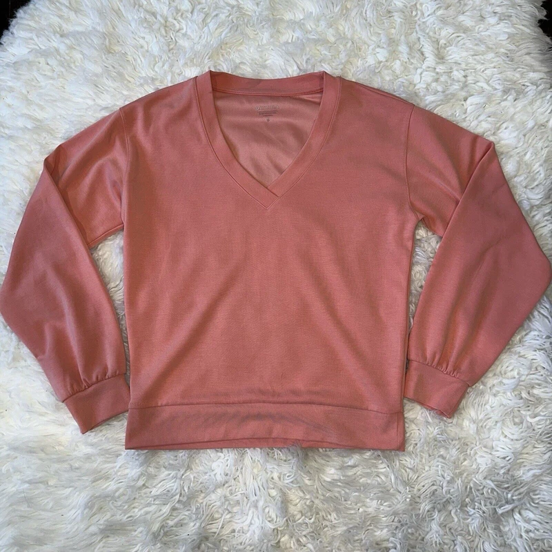 athleta long sleeve v neck casual workout wear shirt