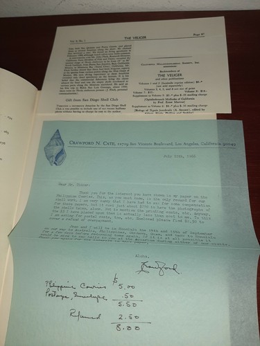 Philippine Cowries Crawford Cate from The Veliger Vol 8 1966 Signed - Picture 4 of 8
