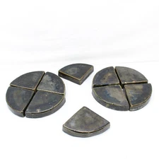 Tile Decoration Clay Handmade Art Quarter Circles Lot of 10 Black Shiny