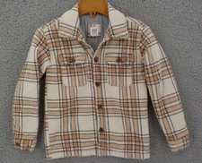 GAP KIDS FLANNEL LINED SHIRT BOYS SZ M PLAID BUTTON UP W/ POCKETS PRE-OWN