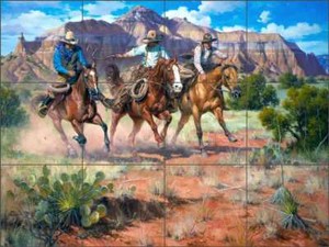 Hightailin-It-by-Jack-Sorenson-Western-Ceramic-Tile-Mural-Backsplash-RW-JS018