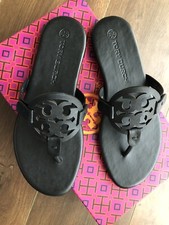New Tory Burch Miller Soft Size 8.5 Black Leather Sandals