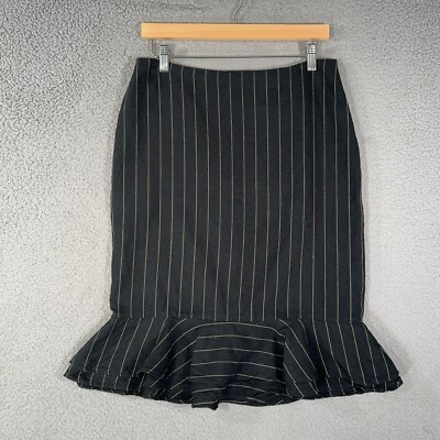 Lauren Ralph Lauren skirt Womens 6 Stripe Pencil Linen blend Flare Flutter Hem