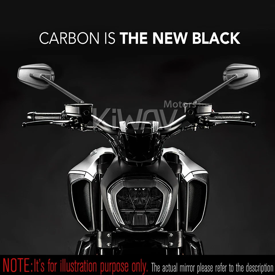 Тонкие зеркала MAMBA матовые черные из углеродного волокна выпуклые регулируемые на заказ для мотоцикла - Изображение 4 из 4