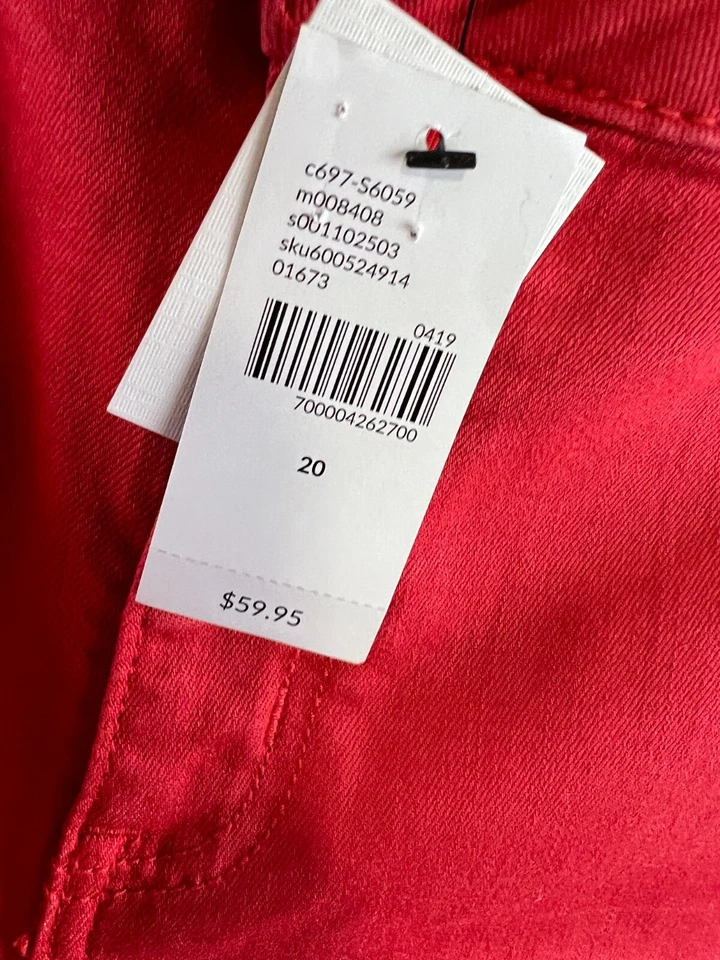 Lane Bryant Girlfriend corto tiro medio para mujer talla 20 rojo denim elástico esencial Foto 4 de 4