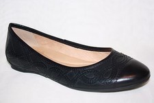 Nurture Acara Black Overlay Pattern Slip On Ballet Flats Leather Womens SZ 7 M