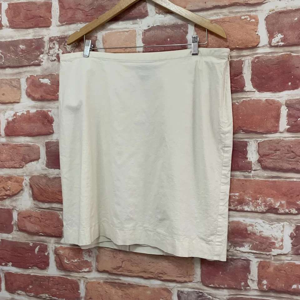 Lane Bryant Skirt Womens Size 18 Cream Career Work Office Linen Blend Zip Up - Image 3 of 4