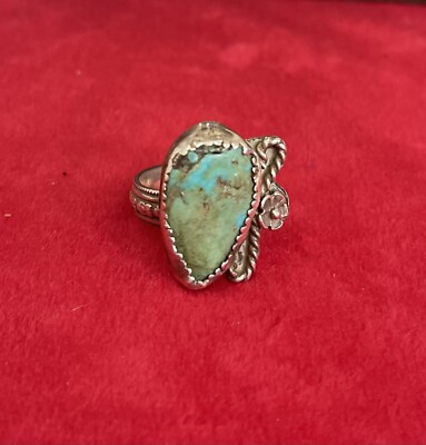 Amazing Vintage Navajo Turquoise Sterling Silver Native American Ring Old Amazing Vintage Navajo Turquoise Sterling Silver Native American Ring Old