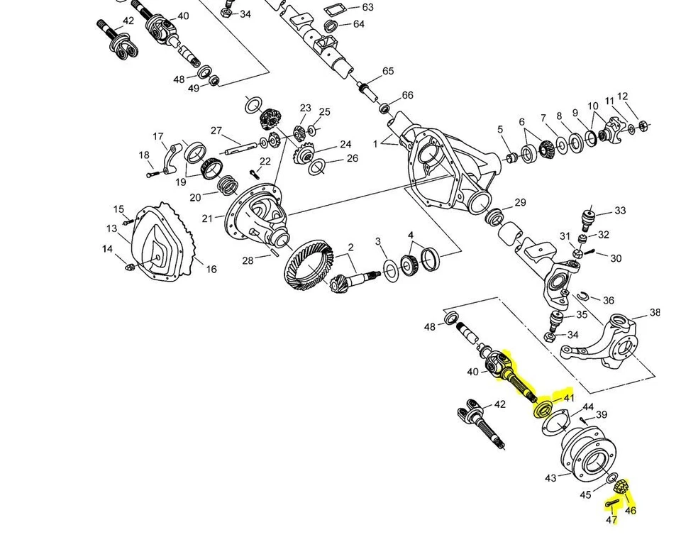 Dodge Ram 1500 1994-2001 4x4 Dana 44 eje exterior delantero eje y tuerca original Spicer Foto 2 de 4